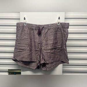 Purple 5 inch Linen Drawstring Shorts